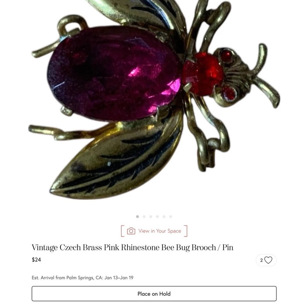 Pink Rhinestone Bee Brooch Pin